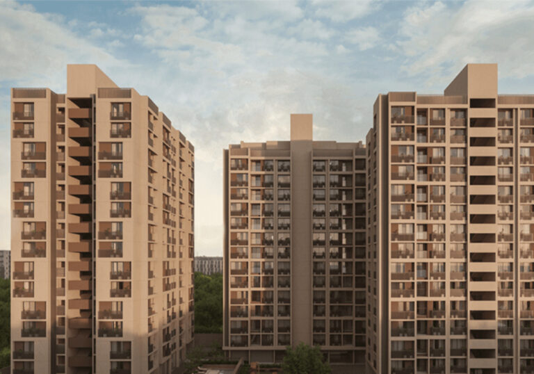 Modern affordable 2 & 3 BHK apartments at Savera Prarambh near South Bopal showcasing urban comfort and green surroundings.