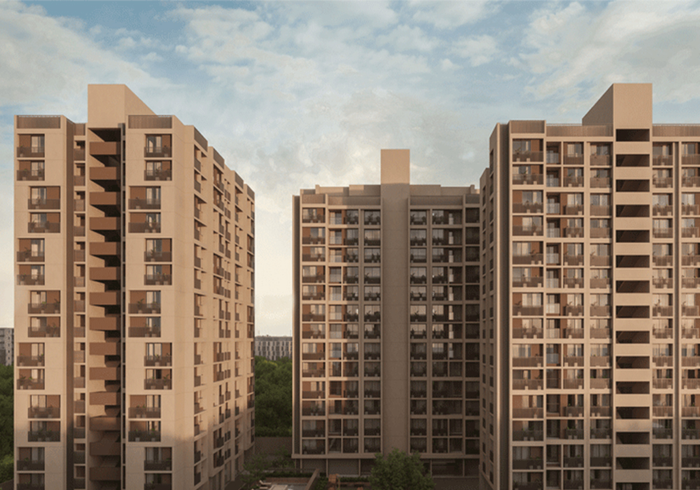 Modern affordable 2 & 3 BHK apartments at Savera Prarambh near South Bopal showcasing urban comfort and green surroundings.